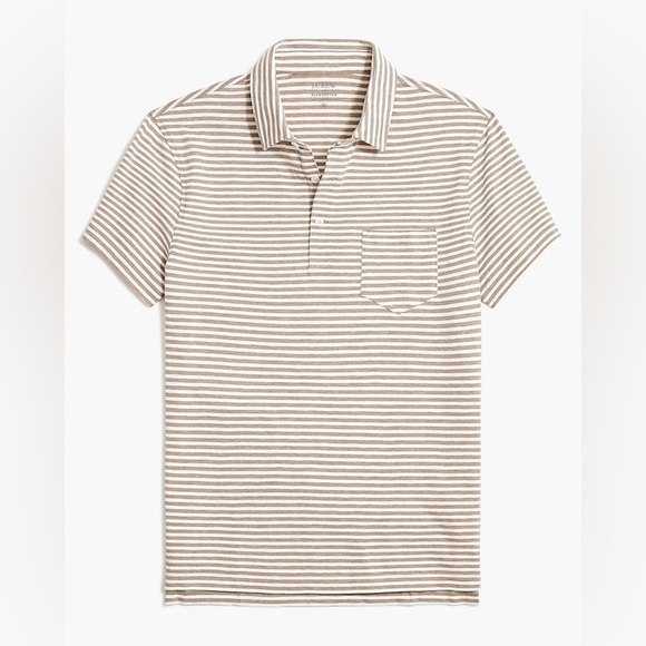 J. Crew Factory Other - J.Crew Factory Men Polo Shirt M NWT Striped Slub Cotton Beige Tan Pocket Casual